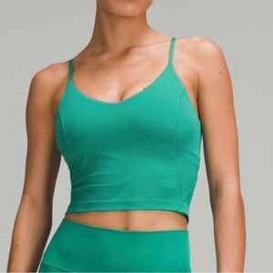 Lululemon Align Cropped Cami Cascadia Green Size 2 EUC Adjustable Straps